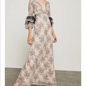 BCBGMAXAZRIA Cascading Floral Lace Maxi Dress